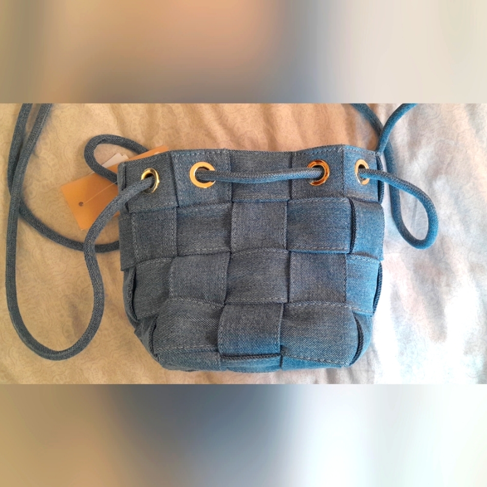 Blue Woven Crossbody Bag